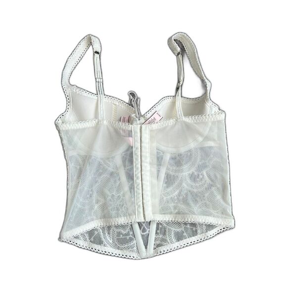 Victoria Secret ivory lace bustier corset top floral mesh - Picture 4 of 8
